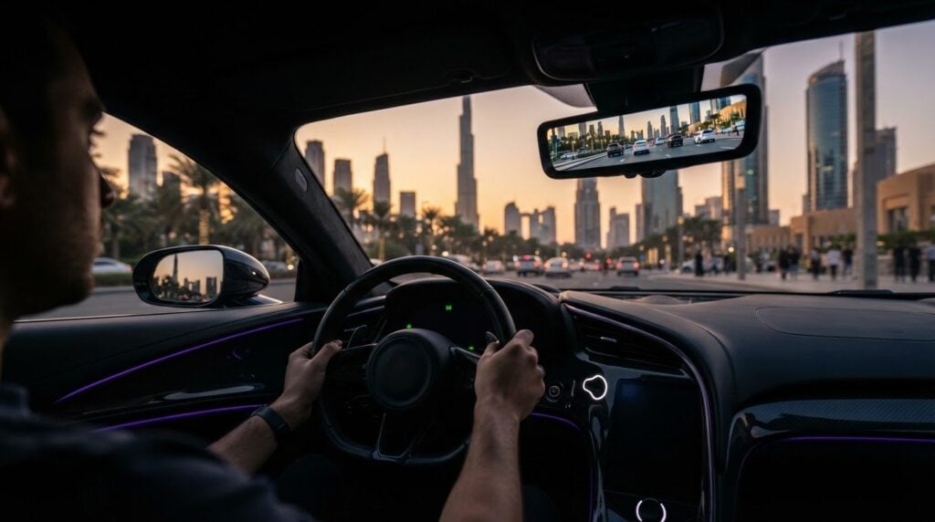 Digital Rear View Mirror Adjustment in Low-Visibility Supercars