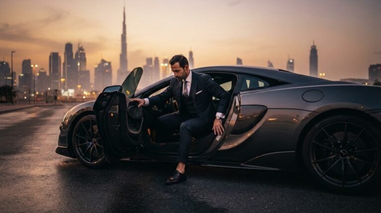 How to Safely Exit a Low-Stance Sports Car in Formal Business Attire